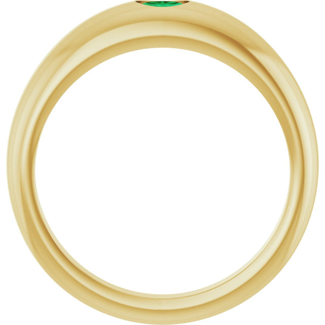 14K Gold Oval Natural Emerald Petite Dome Ring - Yellow Gold - view 2
