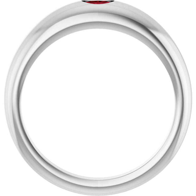 14K Gold Oval Natural Ruby Petite Dome Ring - White Gold - view 2