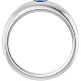 14K Gold Oval Natural Blue Sapphire Petite Dome Ring - White Gold - view 2