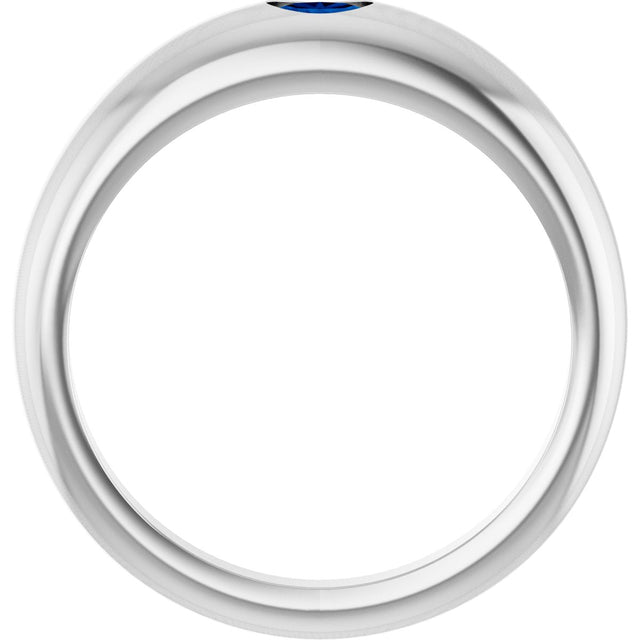 Platinum Oval Natural Blue Sapphire Petite Dome Ring - view 2