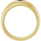 14K Gold Oval Natural Blue Sapphire Petite Dome Ring - Yellow Gold - view 2