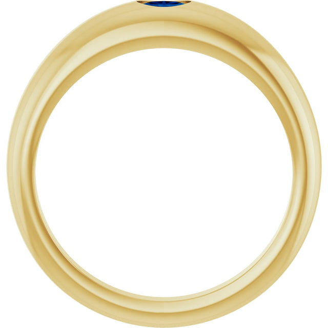 14K Gold Oval Natural Blue Sapphire Petite Dome Ring - Yellow Gold - view 2