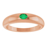 14K Gold Oval Natural Emerald Petite Dome Ring - Rose Gold - view 3