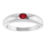 Platinum Oval Natural Ruby Petite Dome Ring - view 3