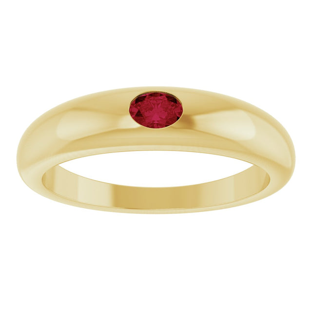14K Gold Oval Natural Ruby Petite Dome Ring - Yellow Gold - view 3