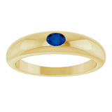 14K Gold Oval Natural Blue Sapphire Petite Dome Ring - Yellow Gold - view 3