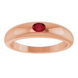 14K Gold Oval Natural Ruby Petite Dome Ring - Rose Gold - view 3
