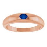 14K Gold Oval Natural Blue Sapphire Petite Dome Ring - Rose Gold - view 3