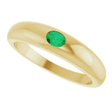 14K Gold Oval Natural Emerald Petite Dome Ring - Yellow Gold - view 5