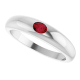 Platinum Oval Natural Ruby Petite Dome Ring - view 5
