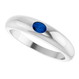 14K Gold Oval Natural Blue Sapphire Petite Dome Ring - White Gold - view 5