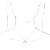 14K Gold Square Natural Pink Tourmaline Accented Geometric Necklace or Pendant - Yellow Gold - view 6