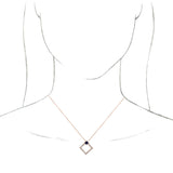 14K Gold Square Natural Blue Sapphire Accented Geometric Necklace or Pendant - Rose Gold - view 6