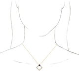 14K Gold Square Natural Blue Sapphire Accented Geometric Necklace or Pendant - Yellow Gold - view 6