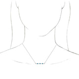 14K Gold Round Natural Turquoise & Natural Diamond Accented Cabochon Bar Necklace – up to 1/10 CTW - White Gold - view 3
