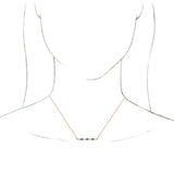 14K Gold Round Natural Turquoise & Natural Diamond Accented Cabochon Bar Necklace – up to 1/10 CTW - Rose Gold - view 3