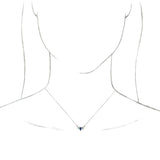 14K Gold Pear Natural Diamond Curved Bar Necklace - White Gold - view 3