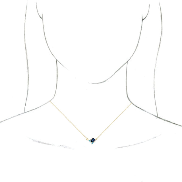 14K Gold Pear Natural Diamond Multi-Shape Necklace - Yellow Gold - view 3
