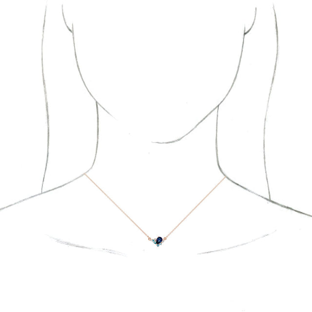 14K Gold Pear Natural Diamond Multi-Shape Necklace - Rose Gold - view 3