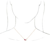 14K Gold Pear Natural Pink Sapphire & Natural Diamond Multi-Shape Necklace - Rose Gold - view 3