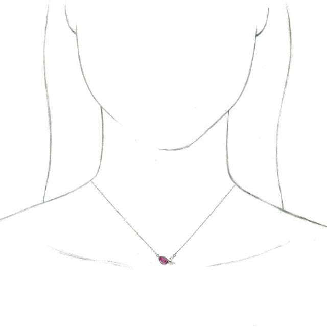 14K Gold Pear Natural Pink Sapphire & Natural Diamond Multi-Shape Necklace - White Gold - view 3