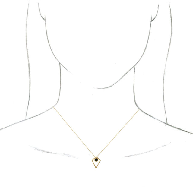 14K Gold Round Natural Black Onyx Cabochon Pyramid Necklace or Pendant - Yellow Gold - view 3