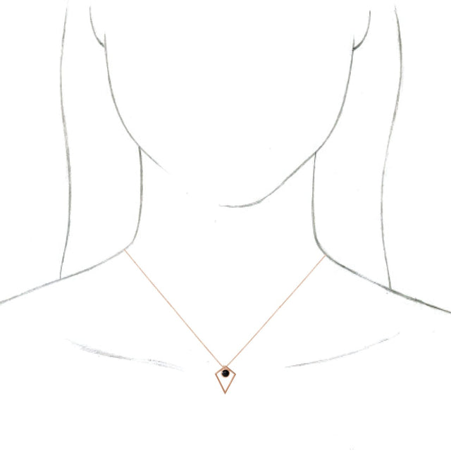 14K Gold Round Natural Black Onyx Cabochon Pyramid Necklace or Pendant - Rose Gold - view 3