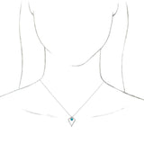 14K Gold Round Natural Turquoise Cabochon Pyramid Necklace or Pendant - White Gold - view 3