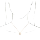 14K Gold Round Natural White Opal Cabochon Pyramid Necklace or Pendant - Rose Gold - view 3