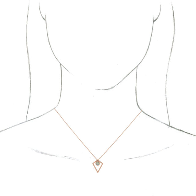 14K Gold Round Natural White Opal Cabochon Pyramid Necklace or Pendant - Rose Gold - view 3