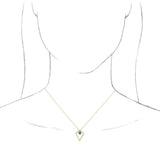 14K Gold Round Natural Turquoise Cabochon Pyramid Necklace or Pendant - Yellow Gold - view 3
