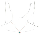 14K Gold Round Natural Turquoise Cabochon Pyramid Necklace or Pendant - Rose Gold - view 3