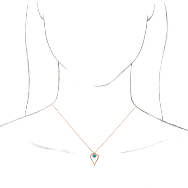 14K Gold Round Natural Turquoise Cabochon Pyramid Necklace or Pendant - Rose Gold - view 3