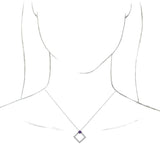Platinum Square Natural Amethyst Accented Geometric Necklace or Pendant - view 6