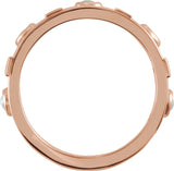 14K Gold Round Natural White Opal & Natural Diamond Accented Bezel-Set Cabochon Ring - Rose Gold - view 2