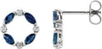 14K Gold Marquise Natural Blue Sapphire & Natural Diamond Accented Circle Earrings – 4x2mm - White Gold