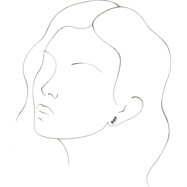 Platinum Round Natural Amethyst Three-Stone Ear Climbers - view 6