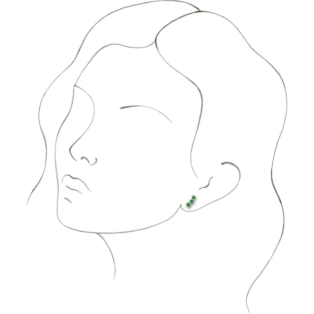 14K Gold Round Lab-Grown Emerald Three-Stone Ear Climbers - Rose Gold - view 4
