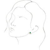14K Gold Round Lab-Grown Emerald Accented Bezel-Set Earrings - Yellow Gold - view 6
