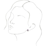 Platinum Round Lab-Grown Alexandrite Accented Bezel-Set Earrings - view 8