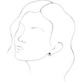 14K Gold Round Lab-Grown Blue Sapphire Accented Bezel-Set Earrings - Yellow Gold - view 6