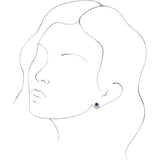 14K Gold Round Lab-Grown Blue Sapphire Accented Bezel-Set Earrings - Rose Gold - view 8