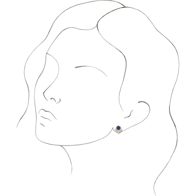 14K Gold Round Lab-Grown Blue Sapphire Accented Bezel-Set Earrings - Rose Gold - view 8