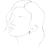 14K Gold Round Natural Ruby Accented Bezel-Set J-Hoop Earrings - White Gold - view 6