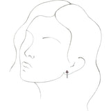14K Gold Round Natural Mozambique Garnet Accented Bezel-Set J-Hoop Earrings - White Gold - view 6