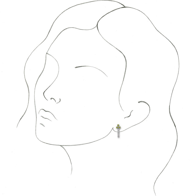 14K Gold Round Natural Peridot Accented Bezel-Set J-Hoop Earrings - White Gold - view 6