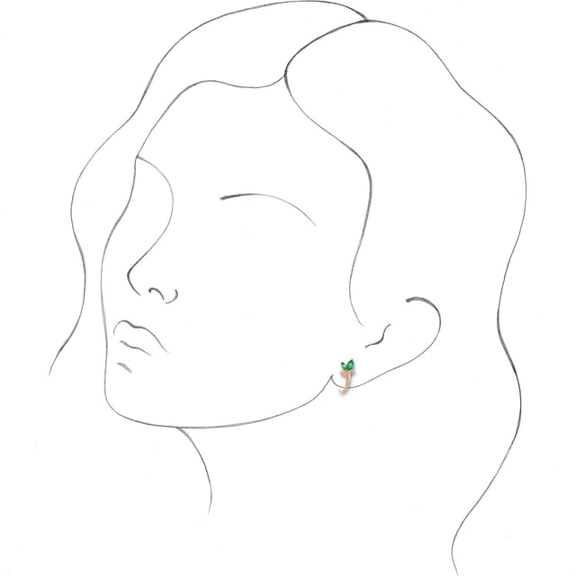 14K Gold Marquise Natural Emerald Floral J-Hoop Earrings - Rose Gold - view 3