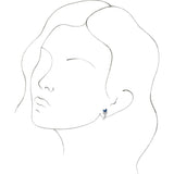 14K Gold Marquise Natural Blue Sapphire Floral J-Hoop Earrings - White Gold - view 2