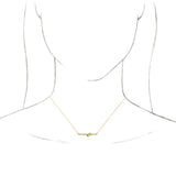14K Gold Pear Natural Peridot Accented Bar Necklace - Yellow Gold - view 6