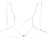 14K Gold Pear Natural Blue Sapphire Accented Bar Necklace - Rose Gold - view 6